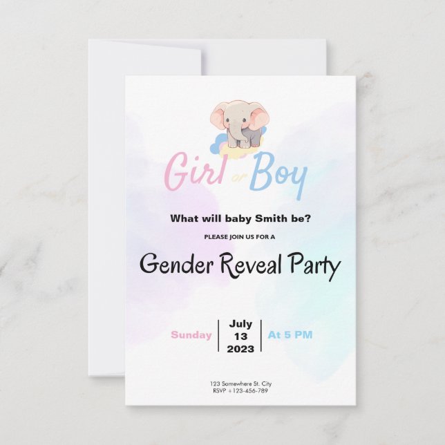 Invitación Gender Reveal Party & Baby Shower Invitation (Anverso)