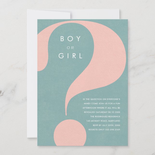 Invitación Gender Reveal Party Boy or Girl Invitation (Anverso)