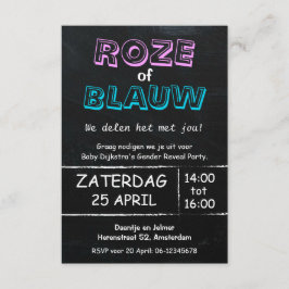 Invitación Gender Reveal Party | Roze of Blauw | uitnodiging
