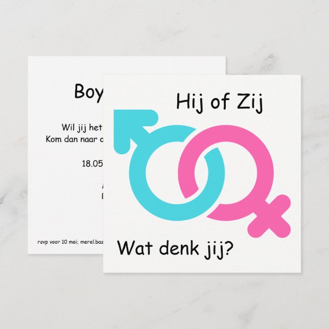 Invitación Gender Reveal Party uitnodiging (Anverso / Reverso)