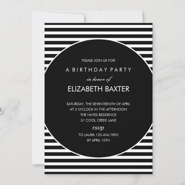 Invitación general de fiesta con rayas fabulosas ( (Anverso)