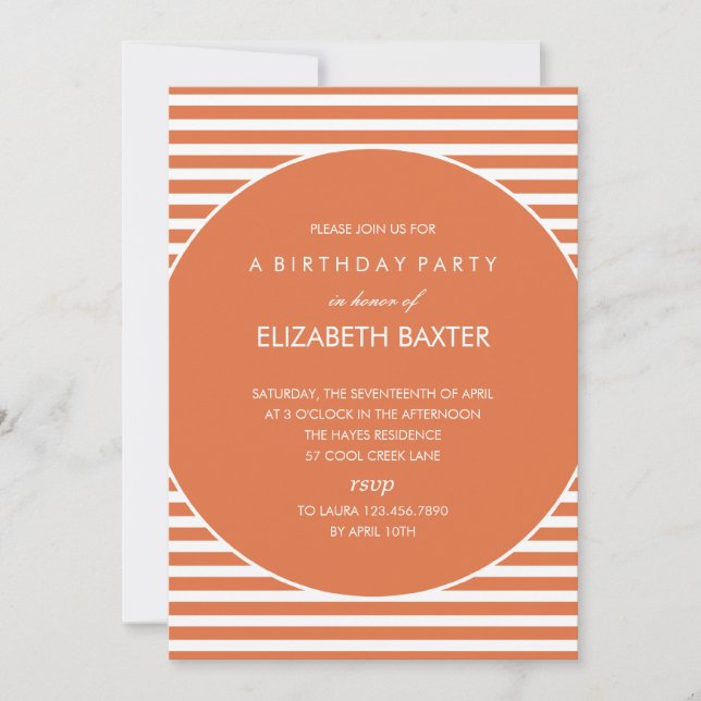 Invitación general para fiesta de rayas fabulosas  (Anverso)