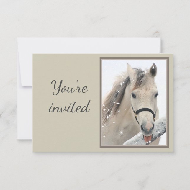 Invitación general personalizada caballo gris con  (Anverso)