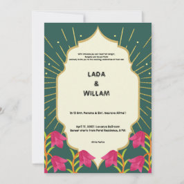 Invitación genérica a la boda india en negro verde