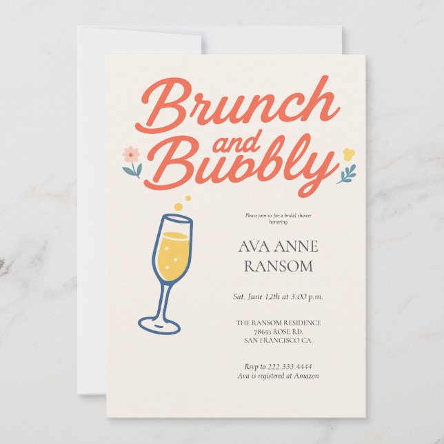 Invitación genérica de Brunch y Champán Burbujeant (Anverso)