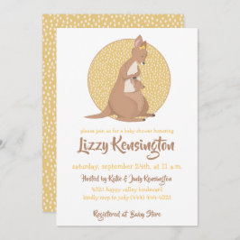 Invitación Género Baby Shower amarillo canguro neutro