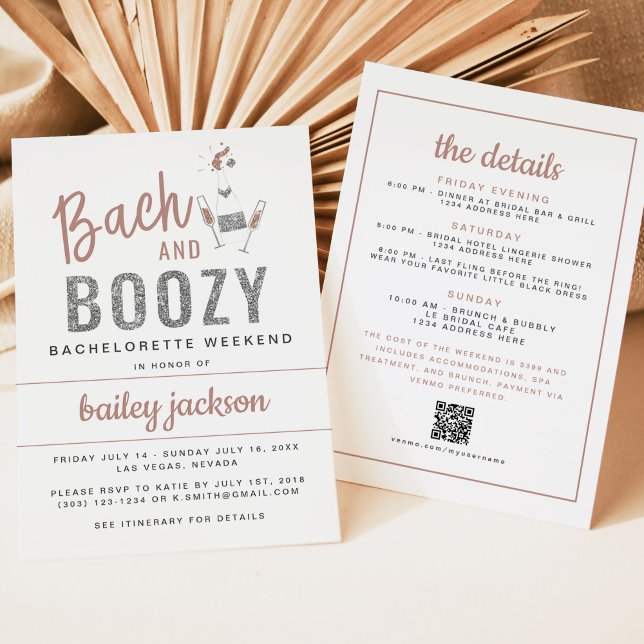Invitación GÉNERO | Bach y Boozy Bachelorette Itinerary (Subido por el creador)