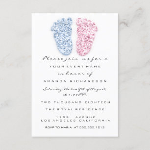 Invitación Género Blue Oink Niña Niño Pies De Ducha