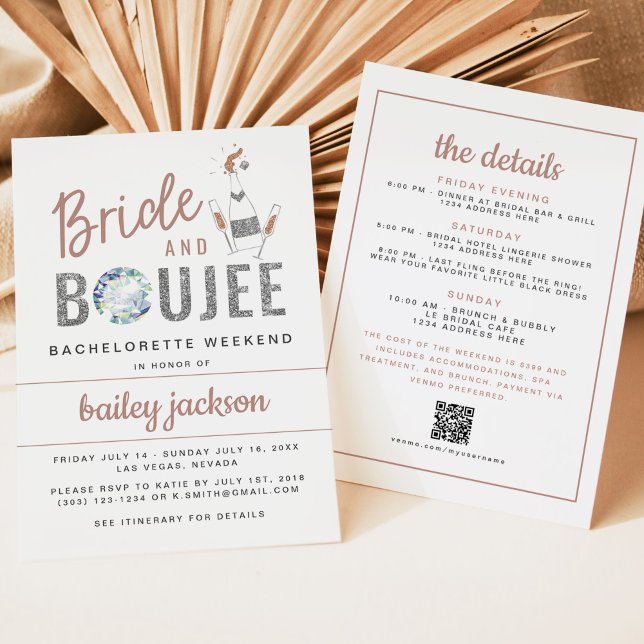 Invitación GÉNERO | Bride y Boujee Bachelorette Itinerary (Subido por el creador)