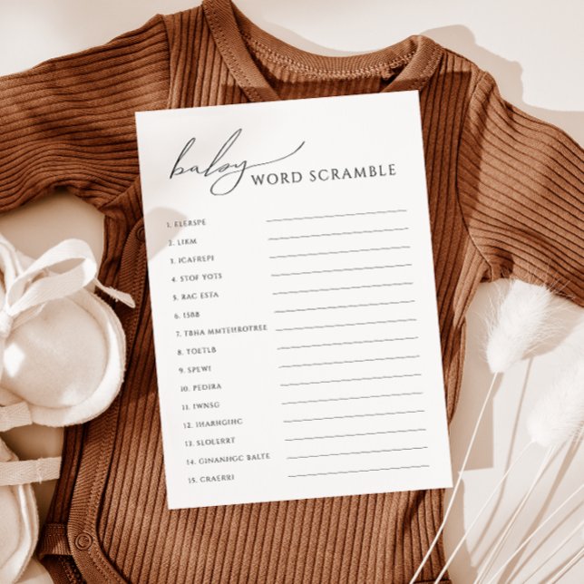 Invitación Género caprichoso Neutral del bebé Word Scramble C (Subido por el creador)