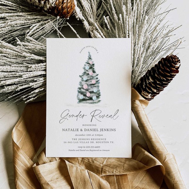 Invitación Género de árbol de Navidad revela Baby Shower (Subido por el creador)