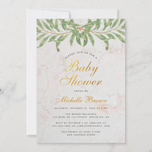 Invitación Género de Baby Shower Greenery Elegant Script Neut