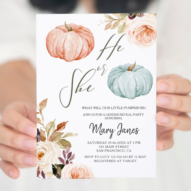 Invitación Género de calabaza floral rústica revelan invitaci (Subido por el creador)