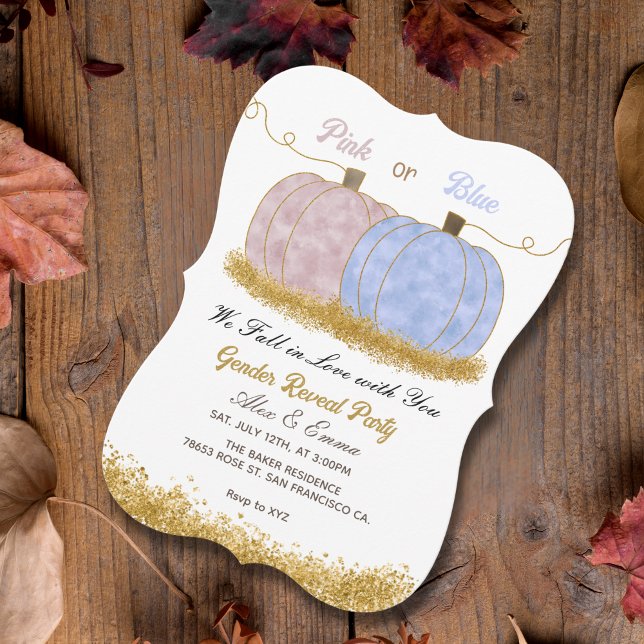 Invitación Género de calabaza rosa o azul revelación de invit (Subido por el creador)