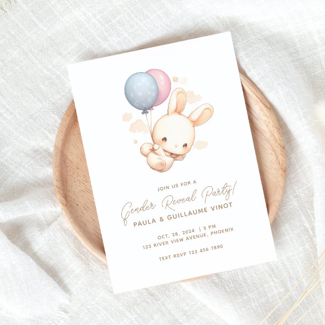 Invitación Género de conejo y globo Invitan a Fiesta de revel (Subido por el creador)