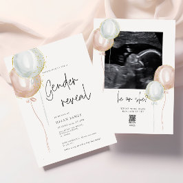 Invitación Género de globo rosa y azul revelan ducha de bebé