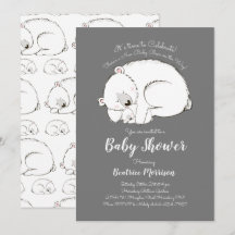 Género de invierno del oso polar Baby Shower Gris 