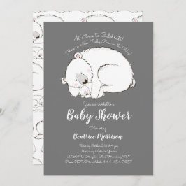 Invitación Género de invierno del oso polar Baby Shower Gris