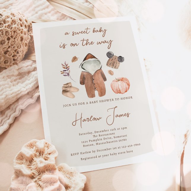 Invitación Género de la calabaza boho Neutral de otoño Baby S (Subido por el creador)