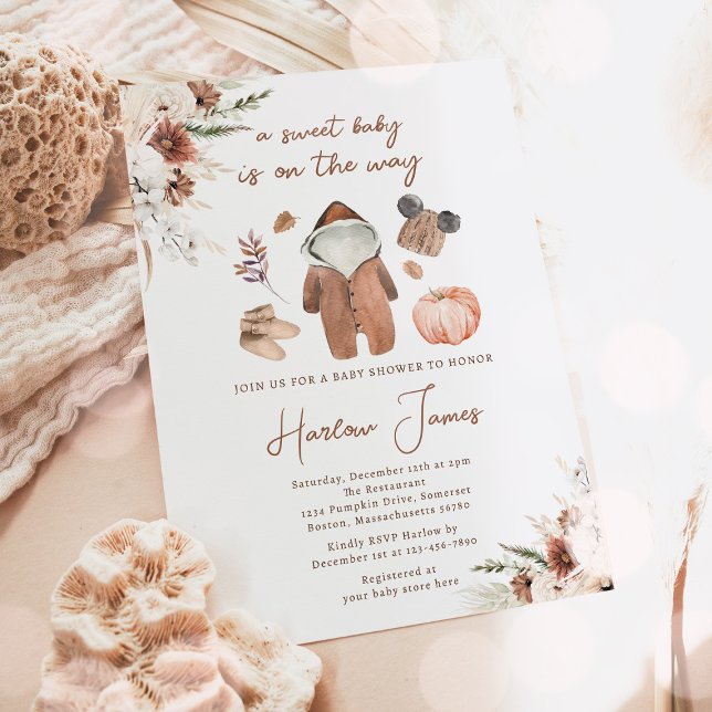 Invitación Género de la calabaza boho Neutral de otoño Baby S (Subido por el creador)
