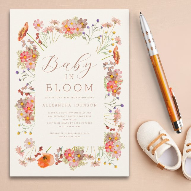Invitación Género de las flores silvestres Neutral Caída Baby (Baby in bloom gender neutral fall baby shower)