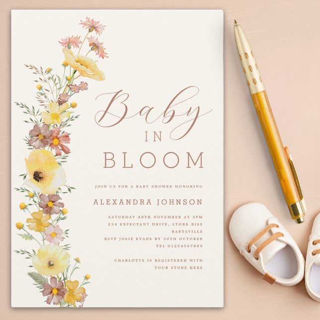 Invitación Género de las flores silvestres Neutral Caída Baby (Baby in bloom Gender neutral fall baby shower invitation)