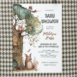 Invitación Género de los animales de árbol de bosques Baby Sh