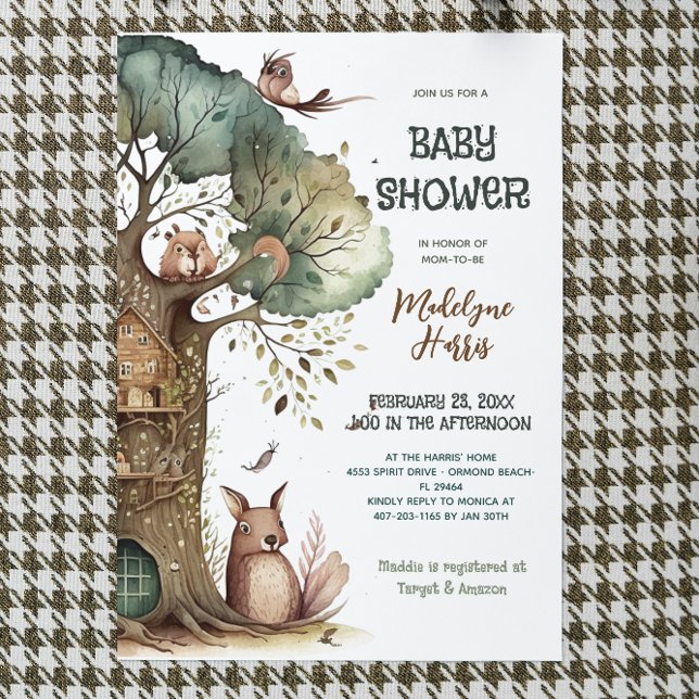 Invitación Género de los animales de árbol de bosques Baby Sh (Subido por el creador)