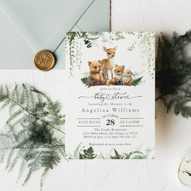 Invitación Género de los animales de Woodland Baby Shower Neu (Subido por el creador)