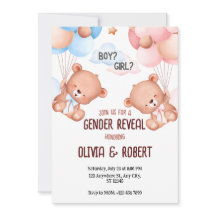 Género de osito de peluche revelan globos de invit