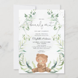 Invitación Género de oso verde Baby Shower elegante neutro