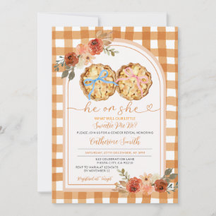 Invitación Género de pie de calabaza rosa azul de vaca revela
