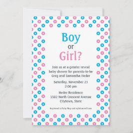 Invitación Género de punto diagonal rosa y azul revelan ducha