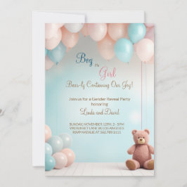 Invitación Género del osito de peluche del niño o Chica