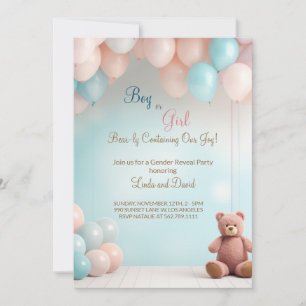 Invitación Género del osito de peluche del niño o Chica