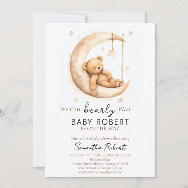 Invitación Género del oso boho Baby Shower neutro (Anverso)