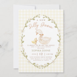 Invitación Género del pato de Gingham Neutra Baby Shower