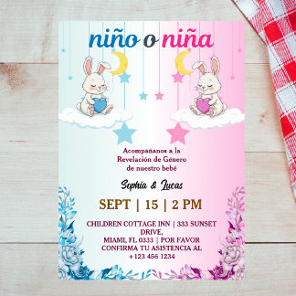 Invitación género español revelar Nino o Nina