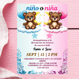 Invitación género español revelar Nino o Nina Bear