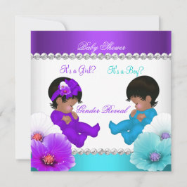 Invitación Género étnico revela azul morado Verde azulado de 