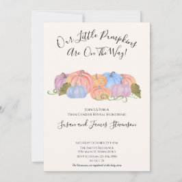 Invitación Género gemelo otoño revela pequeño tema de calabaz