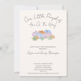 Invitación Género gemelo otoño revela pequeño tema de calabaz