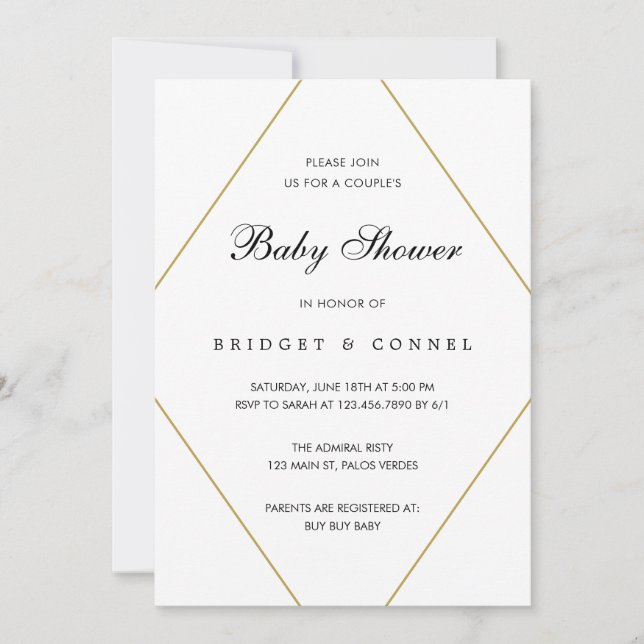 Invitación Género geométrico Parejas Neutrales Baby Shower (Anverso)