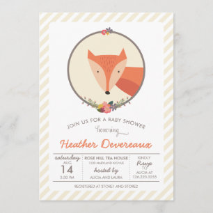 Invitación Género neutral Baby Shower del Fox