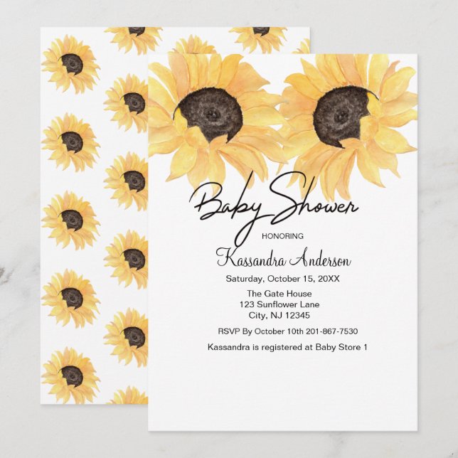 Invitación Género neutral Baby Shower del girasol de la (Anverso / Reverso)