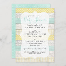 Género Neutral Baby Shower Mint Yellow Rustic Wood