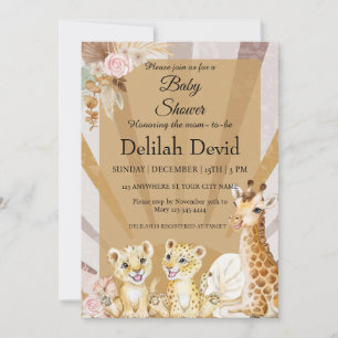 Invitación Género Neutral Boho Animal Baby Shower