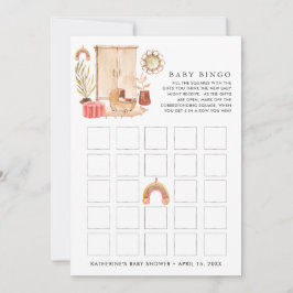 Invitación Género Neutral | Boho Baby Shower Bingo