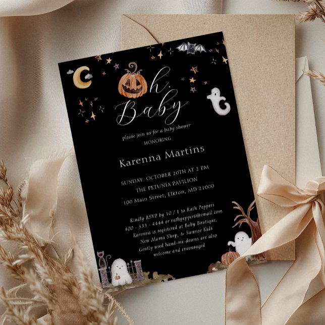 Invitación Género neutral de Boho Halloween Oh Baby Shower (Subido por el creador)