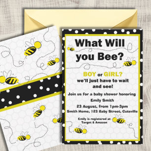 Invitación Género Neutral del sexo del bebé, Abeja